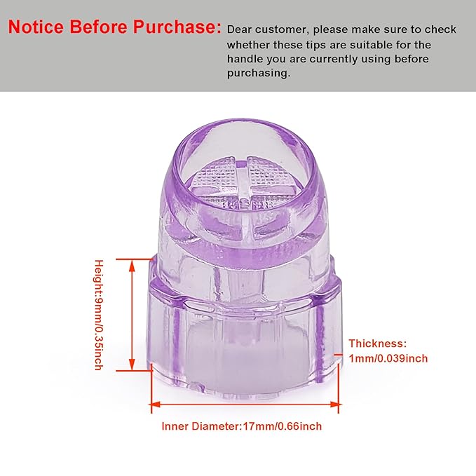 Elitzia Plastic Hydro Dermabrasion Microderma Heads Hydra Facial Aqua Peel Tips Water Peeling Caps Facial Care Skin Cleaning Tool Beauty Machine Replacement Spare Parts 8pcs Per Set （Purple）