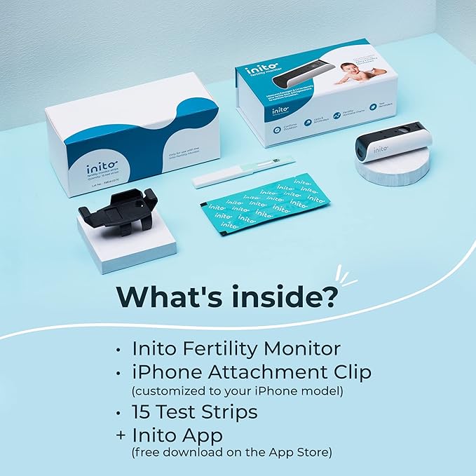 Inito Fertility Monitor & Hormone Tracker for Women | Estrogen, LH, PdG (Urine Metabolite of progesterone), FSH | Track and Confirm Ovulation | Includes 15 Test Strips (iPhone 15)