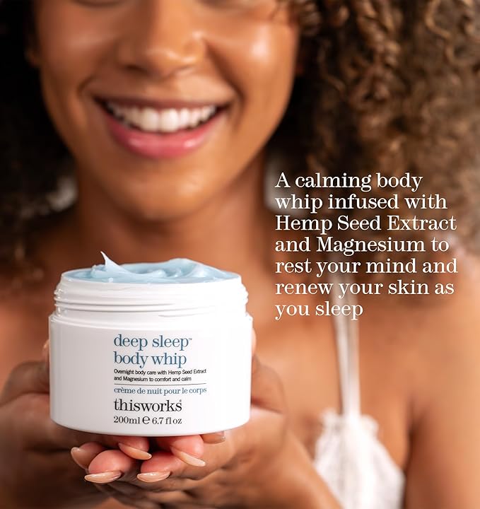 THISWORKS Deep Sleep Body Whip, an All Over Body Butter Infused with our Deep Sleep Functional Fragrance and Magnesium, to Moisturise Skin & Aid Sleep, 200ml