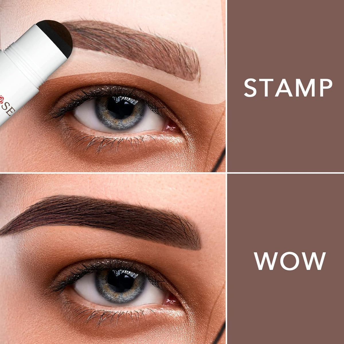 ALLROSE Eyebrow Stamp Stencil Kit - 20 Brow Stencils, Waterproof, Easy to Use, Ash Brown