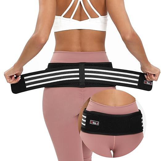 Sacroiliac SI Joint Hip Belt for Women Men-Alleviate Sciatica|Pelvic|Back|Lower Back Support, Pelvic Support Belt, Adjustable Sciatica Lumbar Pain Relief, Trochanter Belt(Black,M,Hip Size 32‘’-47‘’)