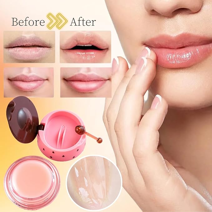 6PCS Bee Lip Balm Honey Pot - Lip Sleeping Mask - Moisturizing Lip Gloss for Women - Lip Mask Overnight Gift Set - Tinted Lip Balm - Easter gift - Honey,Cherry,Strawberry,Apple Lime,Watermelon,Mint