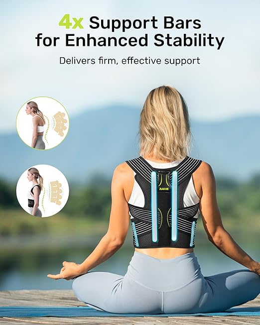 Posture Corrector for Women and Men, Upgraded Back Brace with Enhanced Support, Shoulder Straightener with Cushioned Shoulder Pads & Underarm Strap, Yellow Size M (Upper Waist: 35.4"-41.3")