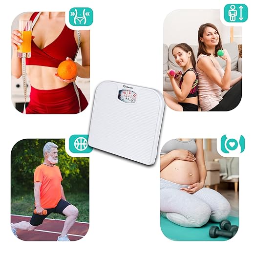 Adamson A21 Analog Scales for Body Weight - Up to 300 LB - New - Anti-Skid Rubber Surface + Large Numbers - Analog Bathroom Scale - Affordable - Durable with 20-Year Assurance