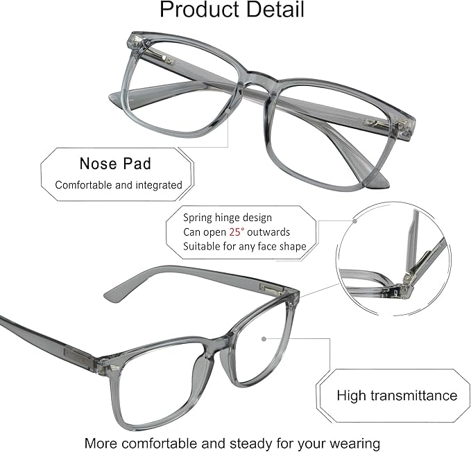 YEIN Bifocal Reading Glasses with Blue Light Blocking Lenses, Bifocal Reader for Women and Men, Vintage Square frame with Spring Hinge (+0.00/+1.50 magnification)