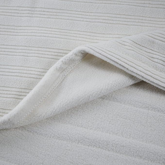 Serta Travis Fleece Ultra Soft Tri-Rib Textured Electric Blanket, Cozy and Snuggly Cover Fast Heating for Cold Weather, Auto Shut Off, Multi Heat Setting Controller, King, Pumice Stone Grey