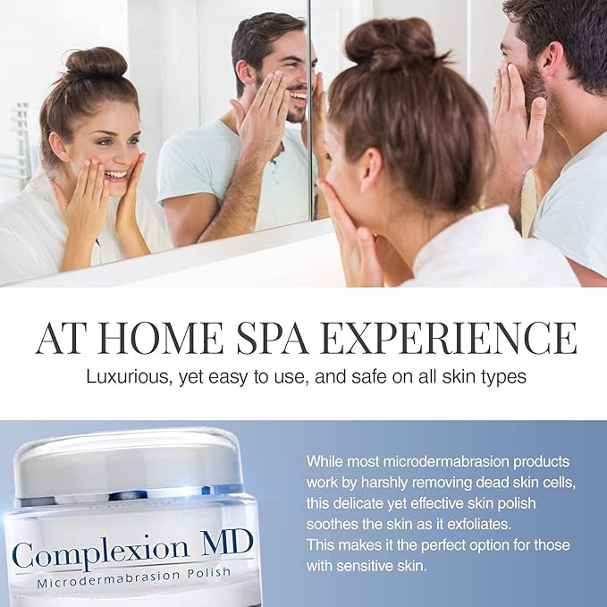 Complexion MD Exfoliating Face Scrub (1.69 oz) - Aquallure Apple Stem Cell Rejuvenating Serum (1 oz) - Anti Aging - Pore Refining Microdermabrasion - Green Tea, Peptides & Hyaluronic Acid (2 items)