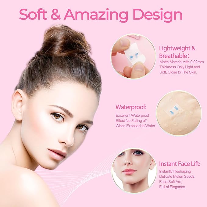 Face Neck Tape Lifting Invisible, Face Lift Tape 152 Pcs, Instant Makeup Facelift Sticker for Loose Skin, V-Edge Facial Tightening Strips forTurkey Neck Sagging Skin, Brows, Jowls, Double Chin