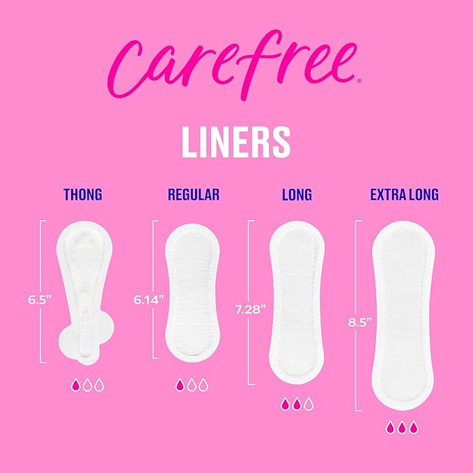 Carefree Panty Liners for Women, Thong Liners, Unwrapped, Unscented, 49ct | Pantiliners, Carefree Liners, Daily Liners for Women, Light Periods and Leaks | 49ct (Packaging May Vary)