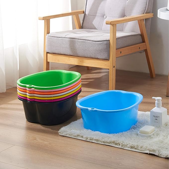 Foot Soaking Bath Basin: Plastic Foot Spa Basin for Soaking Feet - Foot Soaking Tub with Massage Dots - Roomy Foot Soak Bucket for Water Spa and Foot Massage (Black)