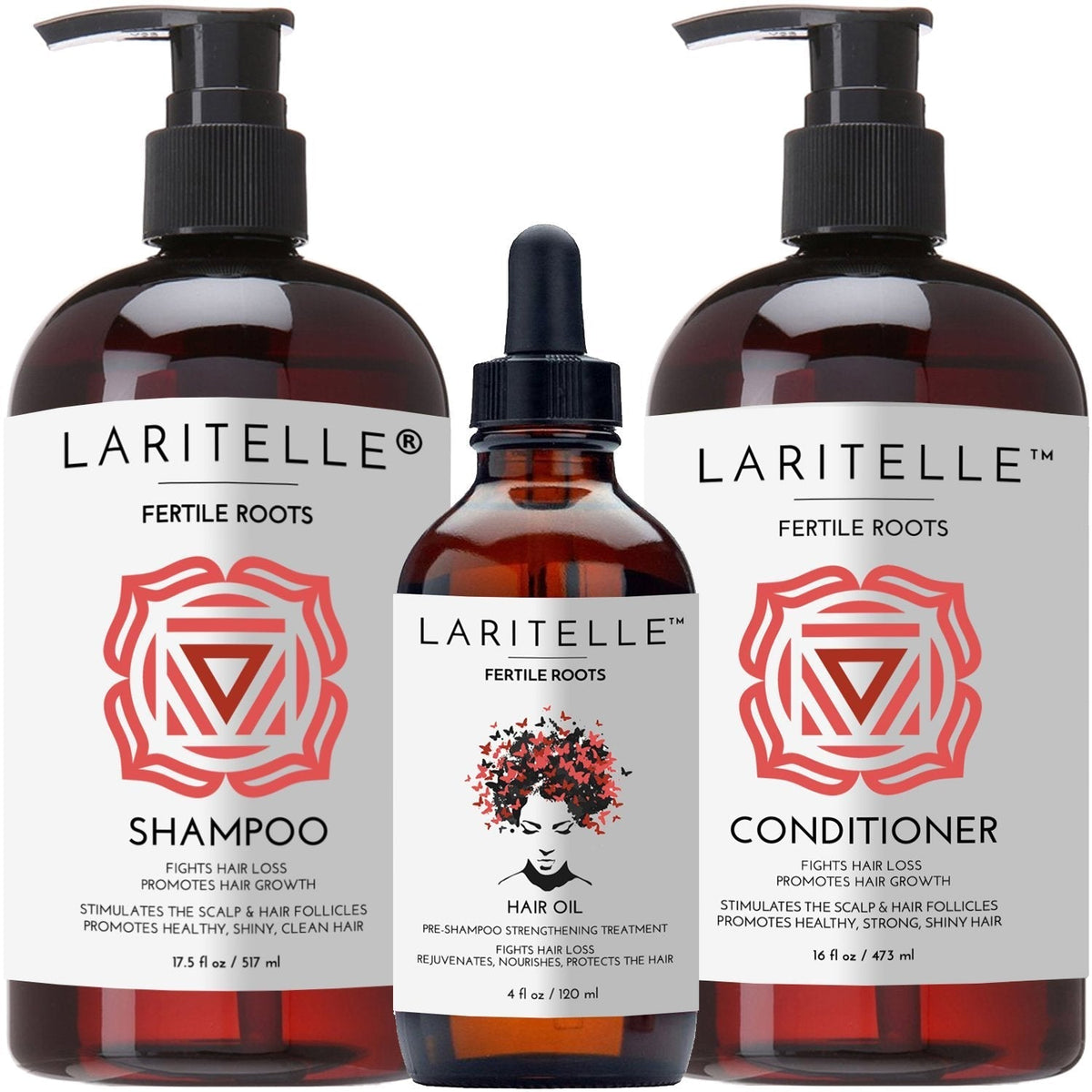 Organic Hair Growth Set Shampoo 17 oz + Conditioner 16 oz + Hair Loss Treatment 4 oz Ayurvedic Herbs, Lavender, Ginger, Rosemary NO GMO, Sulfates, Gluten, Alcohol, Parabens, Phthalates
