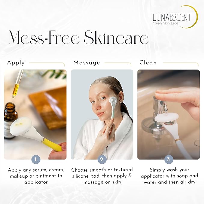 Serum Applicator for Face Sky Blue Reusable Skincare Applicator Serums, Oils, Medicated Ointments, Sunscreen, Makeup, Face Cream Applicator, Cooling & Warming Face Massager Tool by LUNAESCENT