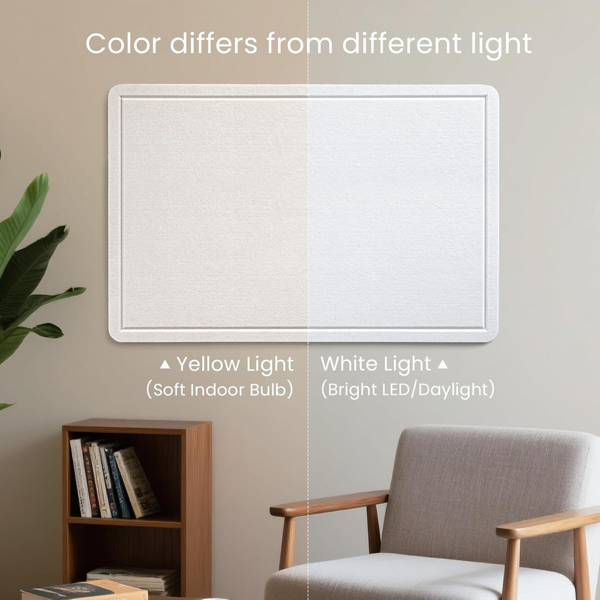Bulletin Board, 24 x 18 inches Felt Board Decorative Pin Board, Cork Board Alternative for Wall, Foldable Photo Board Self-Adhesive Vision Board Mood Board with 20 Pushpins - White