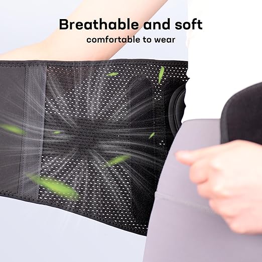 Pro Back Brace for Men Women Lower Back Pain Relief with Rigid Bionic Support & Massager Pad, Air Mesh Lumbar Belt for Sciatica, Hernia Disc, Scoliosis, Adjustable Brace for Spinal (Black, X-Large(Belly: 45"-51"))