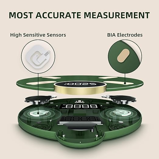 Posture Smart Scale for Body Weight Digital Bathroom Scales for Body Fat Weighing Scale for Fitness Tracking with app High Accurate Body Composition Monitor with BMI Bluetooth, Green