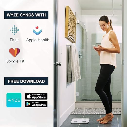 Wyze Scale S, Scale for Body Weight, FSA HSA Eligible, Digital Bathroom Scale for Body Fat, BMI, Muscle, Heart Rate, Body Composition Analyzer with App, Batteries Included, Bluetooth, 400 lb, White