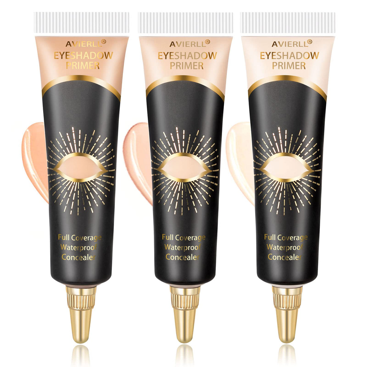 AVIERLL Eyeshadow Primer-3Pens Eye Primer,Makeup Primer Long Lasting Cream Eyeshadow Base,Primer Face Makeup,Full Coverage Waterproof Concealer 3 Colors -0.40 fl oz (IVORY+MEDIUM+WHEAT)