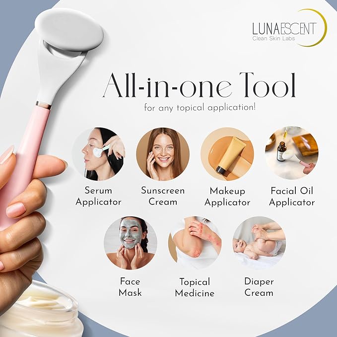 Serum Applicator for Face Sky Blue Reusable Skincare Applicator Serums, Oils, Medicated Ointments, Sunscreen, Makeup, Face Cream Applicator, Cooling & Warming Face Massager Tool by LUNAESCENT