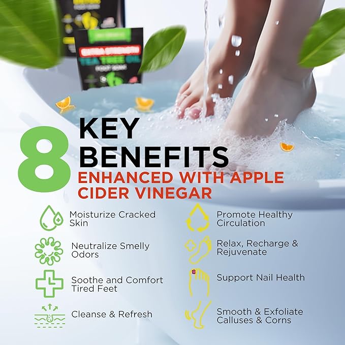 DAILY REMEDY EXTRA STRENGTH Tea Tree Oil & Citrus Detox Foot Soak Set - Made in USA - Soothes Sore Tired Feet, Athletes Foot, Stubborn Foot Odor, Softens Calluses & Refreshes & Detoxifies - Pack of 2