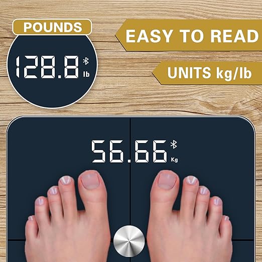 Smart Scale for Body Weight, Bathroom Scales Accurate to 0.1lb/0.05kg can be calibrated, Bluetooth Body Fat Scale BMI, 25 Metrics Body Composition Monitor Health Analyzer with App, ITO Glass, 400 lbs