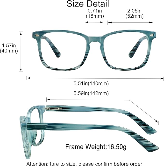 YEIN Bifocal Reading Glasses with Blue Light Blocking Lenses, Bifocal Reader for Women and Men, Vintage Square frame with Spring Hinge (+0.00/+1.75 magnification)