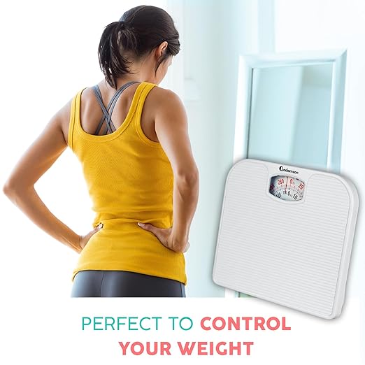 Adamson A21 Analog Scales for Body Weight - Up to 300 LB - New - Anti-Skid Rubber Surface + Large Numbers - Analog Bathroom Scale - Affordable - Durable with 20-Year Assurance
