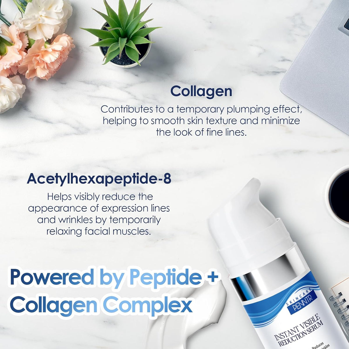 Instant Eye Serum, for Under-Eye Bags, Dark Circles & Wrinkles - Powered by Peptide & Collagen, Smooth and Moisturize (0.17 Fl. OZ (Pack of 1))