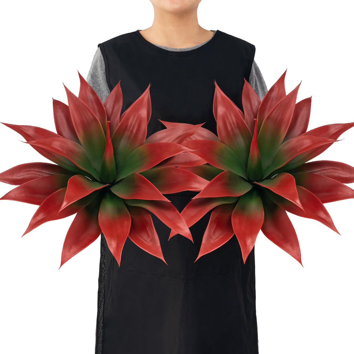 Ttranewsoo Artificial Agave Plants,Large UV Resistant Fake Agave Planters for Indoor and Outdoor Decorating Tropical Plant Succulents Greenery Indoor Decor (2Pack,18" Red)