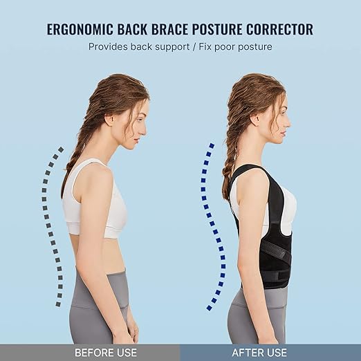 Fit Geno Back Brace Posture Corrector for Women and Men, Shoulder Straightener, Adjustable Full Back Support, Upper and Lower Back Pain Relief - Scoliosis, Hunchback, Hump, Thoracic, Spine Corrector