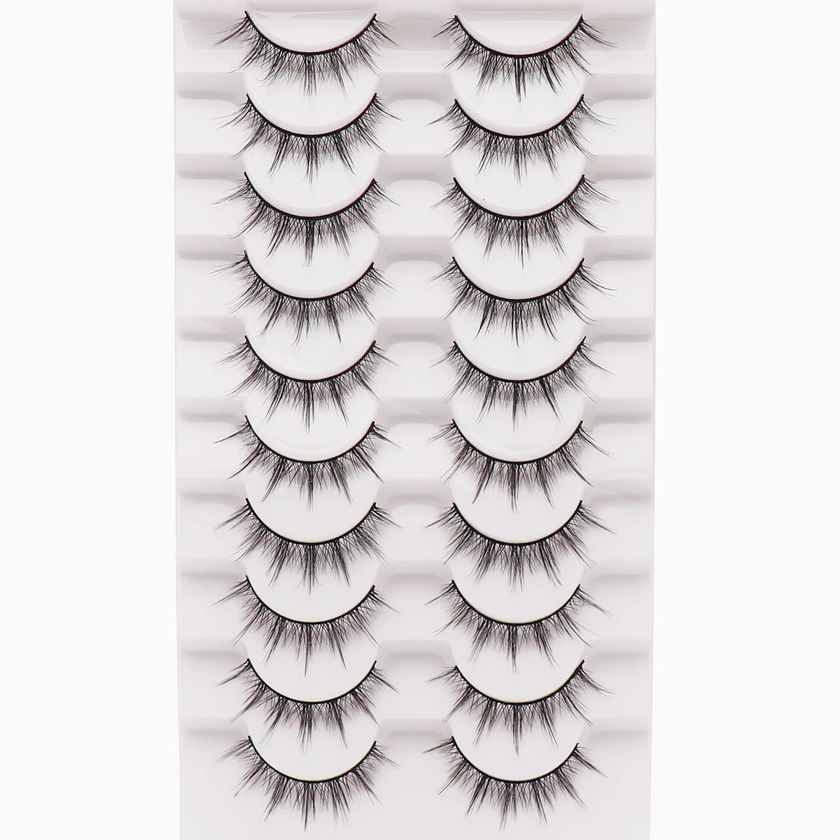 Losha Manga Lashes Fluffy Faux Mink Lashes Natural Look 10 Pairs Asian False Eyelashes Pack Look Like Individual Clusters (BC009)