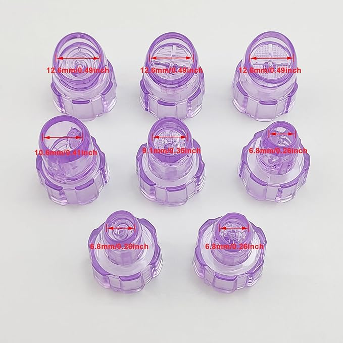 Elitzia Plastic Hydro Dermabrasion Microderma Heads Hydra Facial Aqua Peel Tips Water Peeling Caps Facial Care Skin Cleaning Tool Beauty Machine Replacement Spare Parts 8pcs Per Set （Purple）