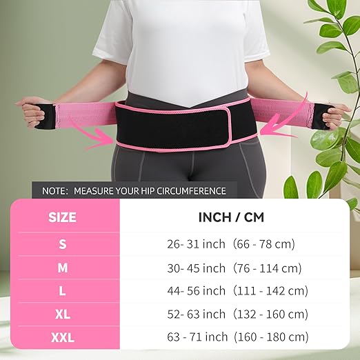 Sacroiliac SI Joint Hip Belt for Women Men-Alleviate Sciatica|Pelvic|Back|Lower Back Support, Pelvic Support Belt, Adjustable Lumbar Pain Relief, Trochanter Belt,Pink, XXL(Hip Size 63"- 71")