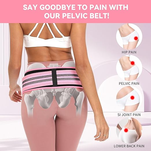 Sacroiliac SI Joint Hip Belt for Women Men-Alleviate Sciatica|Pelvic|Back|Lower Back Support, Pelvic Support Belt, Adjustable Sciatica Lumbar Pain Relief, Trochanter Belt(Pink,M,Hip Size 32‘’-47‘’)