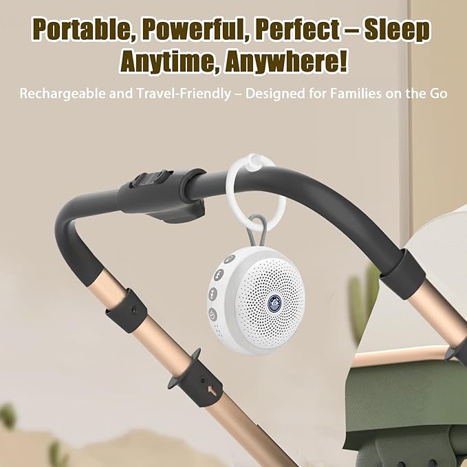 White Noise Machine for Baby Sleep – 6 Baby Sounds, Timer, Night Light & Child Lock – Portable Sound Soother for Crib, Car, Travel & Newborn Naps