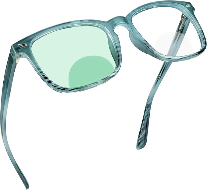 YEIN Bifocal Reading Glasses with Blue Light Blocking Lenses, Bifocal Reader for Women and Men, Vintage Square frame with Spring Hinge (+0.00/+1.75 magnification)