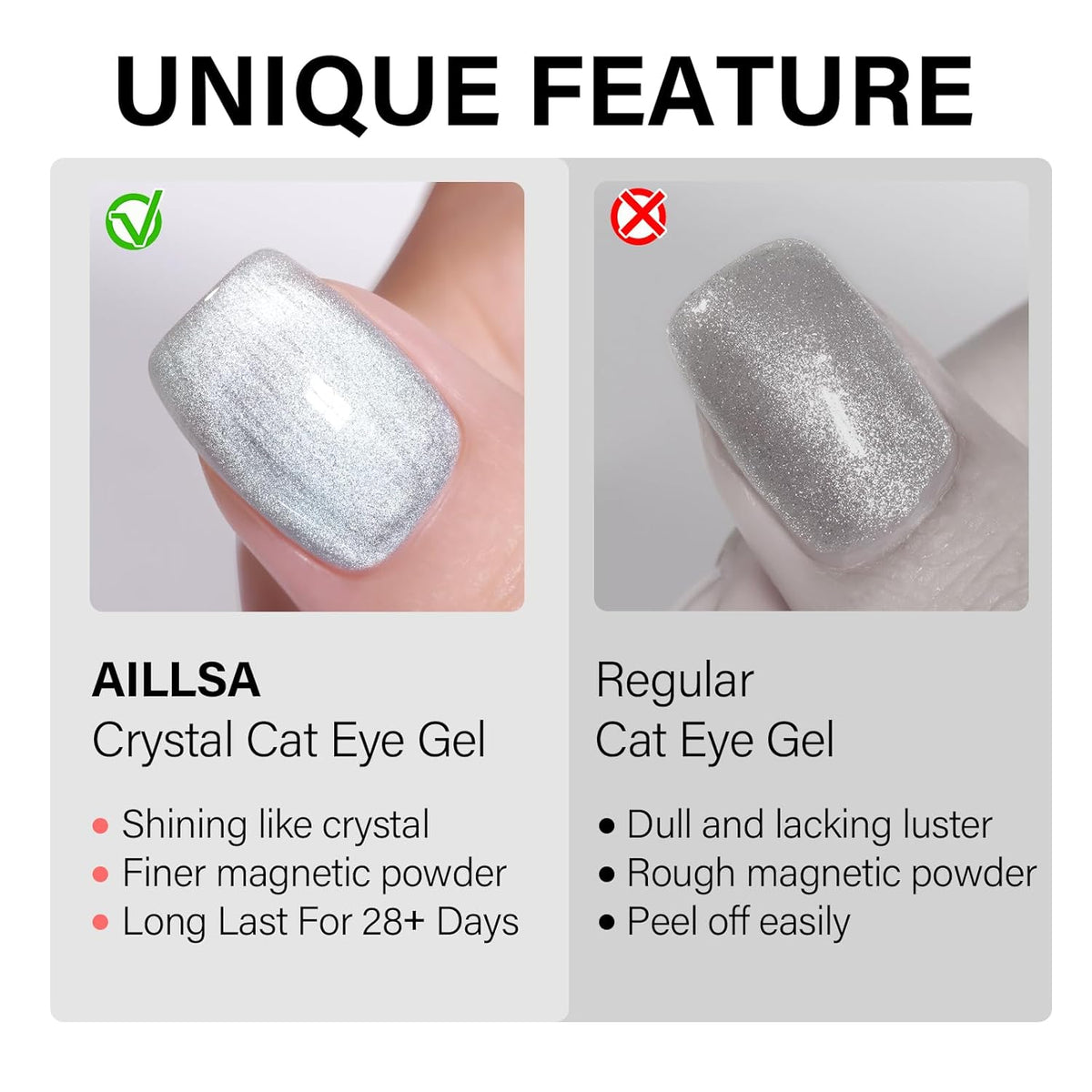 AILLSA Glass Cat Eye Gel Nail Polish, 15ml Light Purple Glitter Jelly Sheer Gel Polish, Translucent Magnetic Shimmer Sparkle Nail Art U V Salon 0.5 OZ GF40