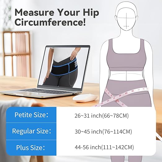 Sacroiliac SI Joint Hip Belt for Women Men-Alleviate Sciatica|Pelvic|Back|Lower Back Support, Pelvic Support Belt, Adjustable Lumbar Pain Relief, Trochanter Belt Blue, XL(Hip Size 52"- 63")