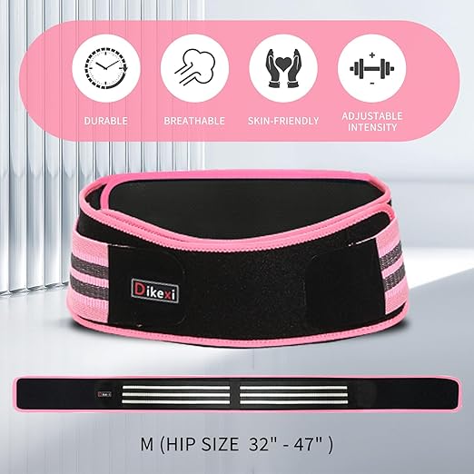 Sacroiliac SI Joint Hip Belt for Women Men-Alleviate Sciatica|Pelvic|Back|Lower Back Support, Pelvic Support Belt, Adjustable Sciatica Lumbar Pain Relief, Trochanter Belt(Pink,M,Hip Size 32‘’-47‘’)