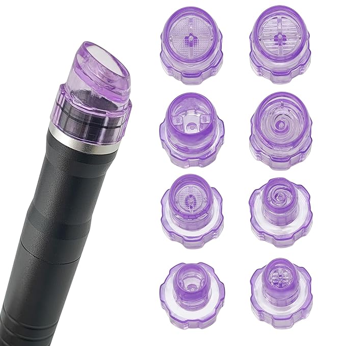 Elitzia Plastic Hydro Dermabrasion Microderma Heads Hydra Facial Aqua Peel Tips Water Peeling Caps Facial Care Skin Cleaning Tool Beauty Machine Replacement Spare Parts 8pcs Per Set （Purple）