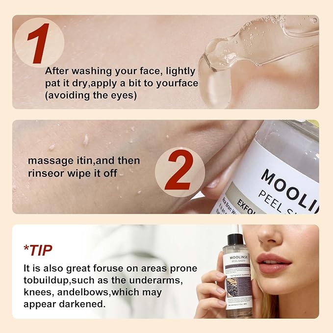 Peel Shot Glow Rice Ampoule Duo – 2 PCS White & Black Rice Facial Serum, Soft Exfoliating Scrub Dead Skin Cells Remover,Gentle Peel & Deep Hydration for All Skin Types