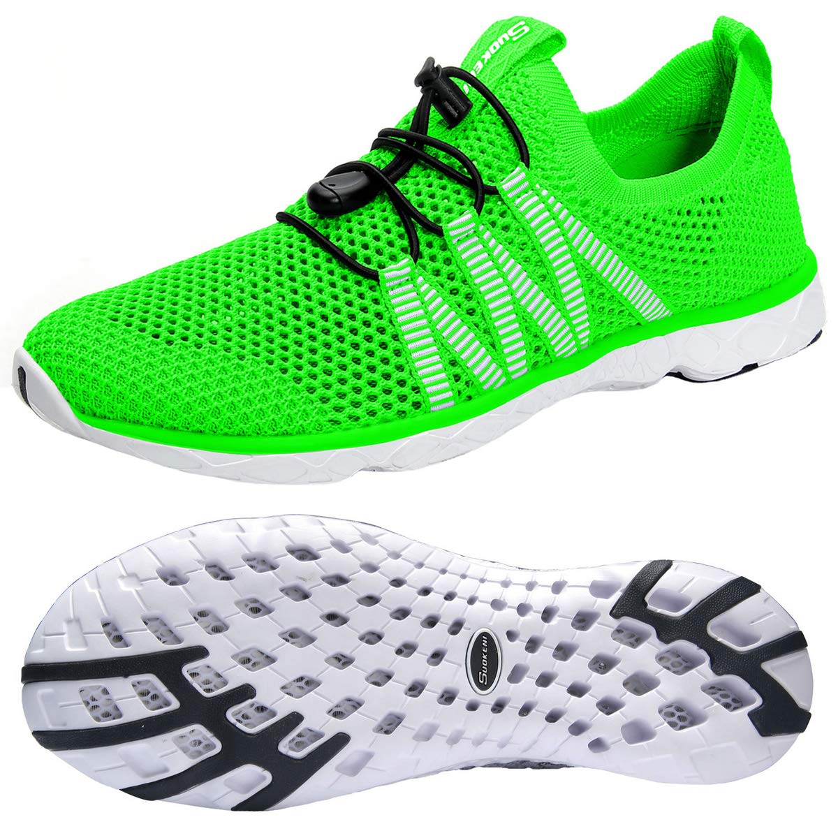SUOKENI Women's Quick Drying Slip On Water Shoes for Beach or Water Sports Fluorescent Green,Size:US 7/EU 38