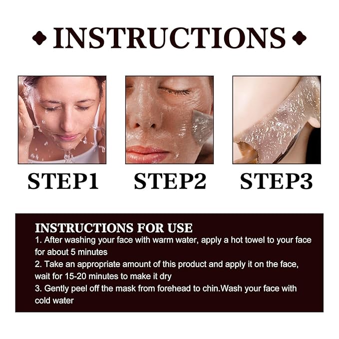 2PC Soly Black Tea Face Mask, Skinning Peel off Mask with Black Tea extracts, Deep Cleansing Pores, Remove Blackheads, Oil Control, Moisturizing for All Skin Types