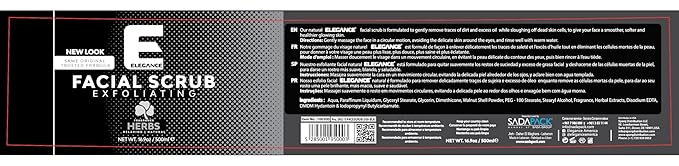Elegance Natural Face Scrub, 16.9 Oz, Mixed Herbs Based Facial Scrub, Exfoliate and Eliminate Impuritites for a Healthy and Hydrated Glowing Skin