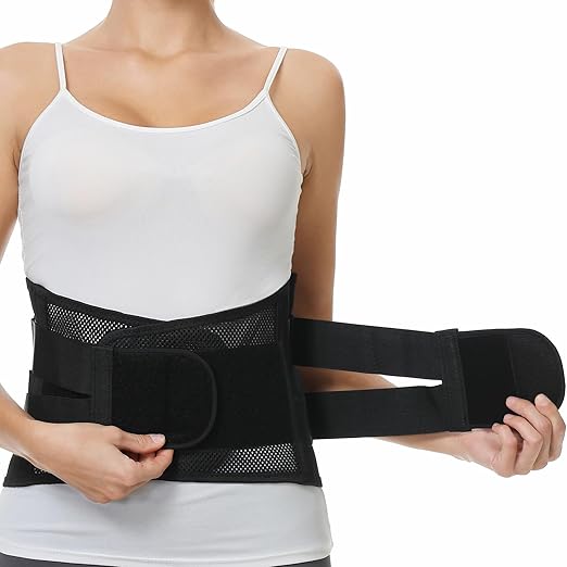 NeoTech Care Adjustable Double Pull Lumbar Brace/Lower Back Belt (Black, Size XXXL)