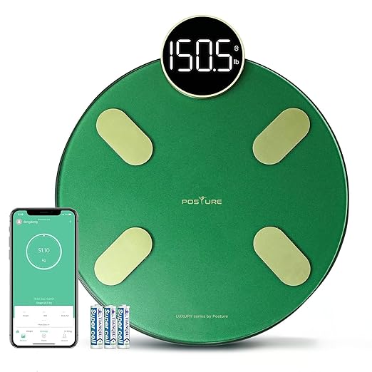 Posture Smart Scale for Body Weight Digital Bathroom Scales for Body Fat Weighing Scale for Fitness Tracking with app High Accurate Body Composition Monitor with BMI Bluetooth, Green