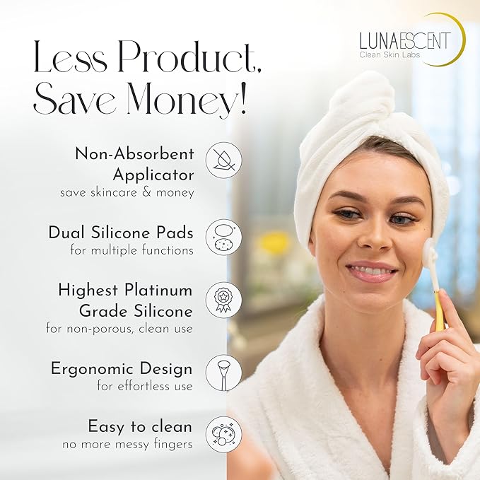 Serum Applicator for Face Sky Blue Reusable Skincare Applicator Serums, Oils, Medicated Ointments, Sunscreen, Makeup, Face Cream Applicator, Cooling & Warming Face Massager Tool by LUNAESCENT