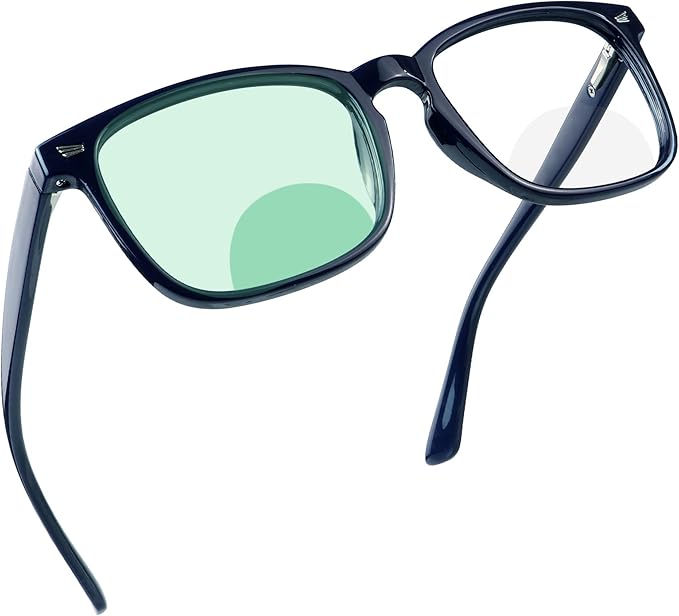 YEIN Bifocal Reading Glasses with Blue Light Blocking Lenses, Bifocal Reader for Women and Men, Vintage Square frame with Spring Hinge (+0.50/+3.00 magnification)