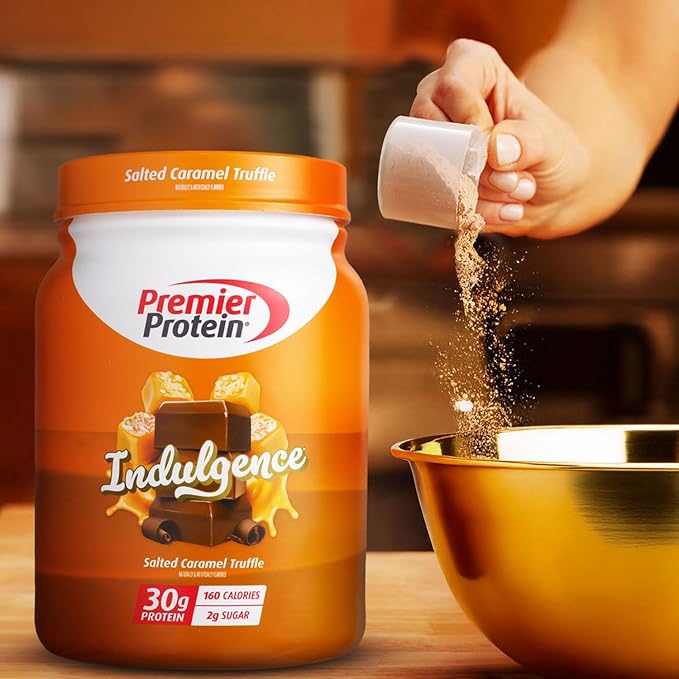 Premier Protein Indulgence Protein Powder, 30g Protein, 3g Sugar, Salted Caramel Truffle, 17 Servings