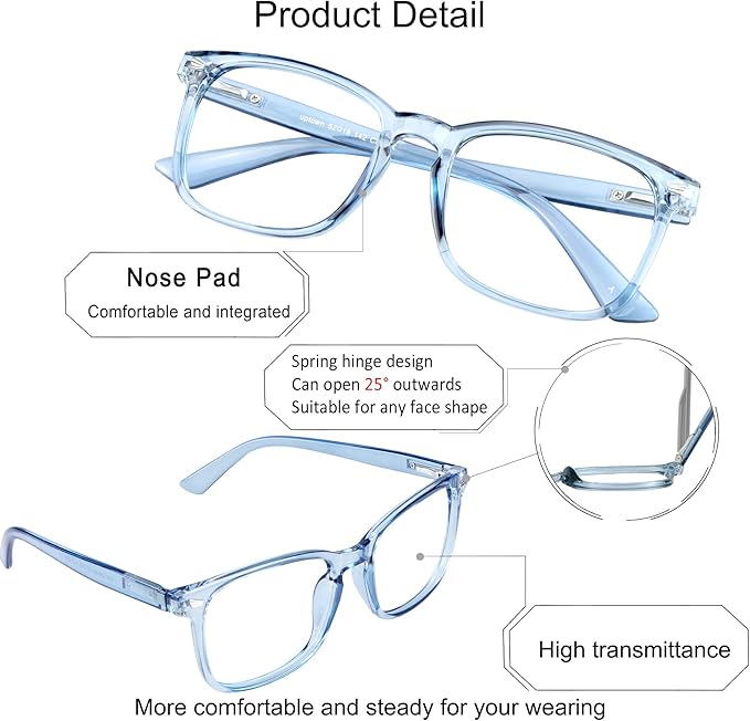 YEIN Bifocal Reading Glasses with Blue Light Blocking Lenses, Bifocal Reader for Women and Men, Vintage Square frame with Spring Hinge (+0.50/+3.00 magnification)