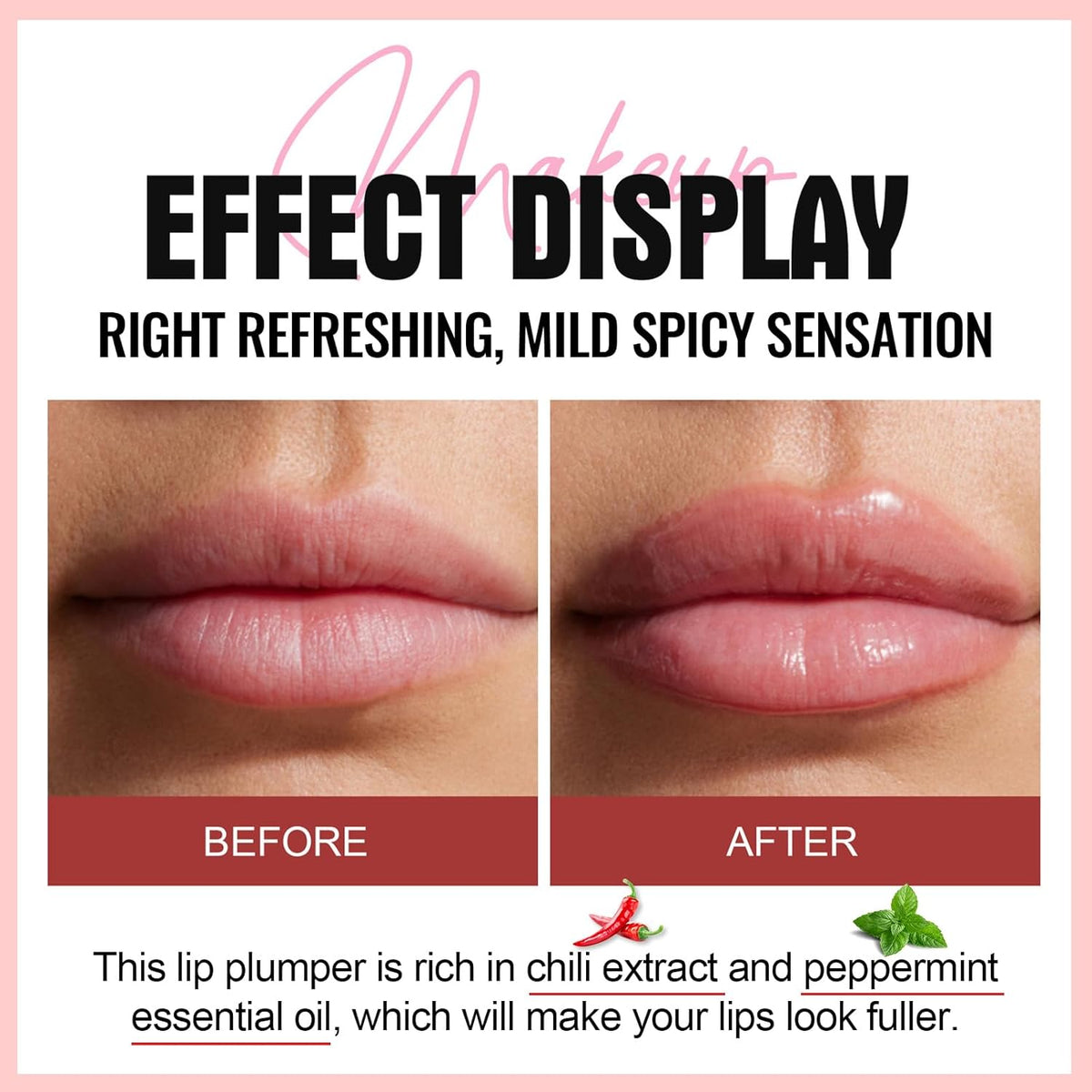 Erinde Plumper Gloss, Natural Spicy Plumping Booster Oil, Ultra-Hydrating & Nourishing Lip Enhancer, Glossy Finish Fuller Gloss for Women Girls, 06#